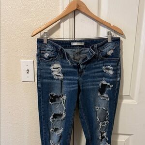 Daytrip Distressed Dark Blue Boyfriend Jeans